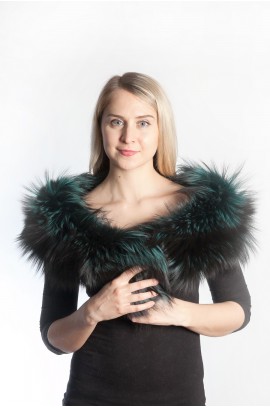 Green Raccoon Fur Scarf